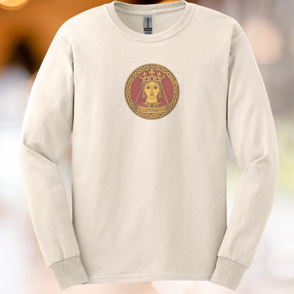 Illuminated Medieval Queen in Celtic Knotwork Medallion Tee